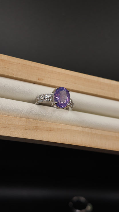 Amethyst Jade S925 Adjustable Ring