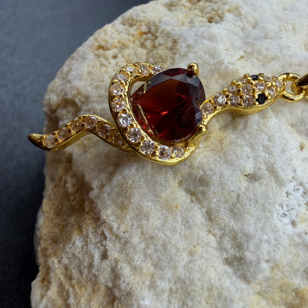 Garnet Snake S925 Necklace