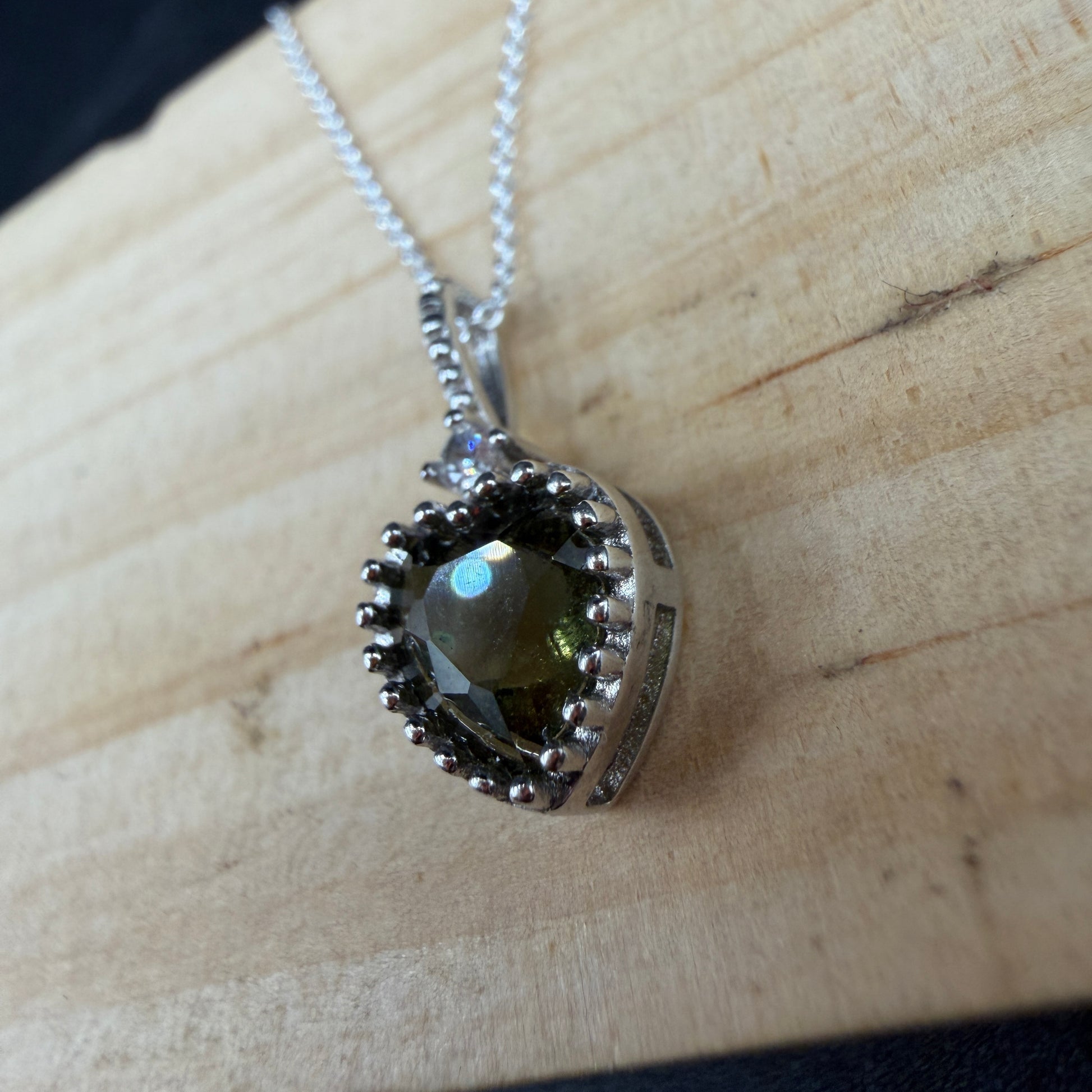 Moldavite Heart S925 Certified Necklace