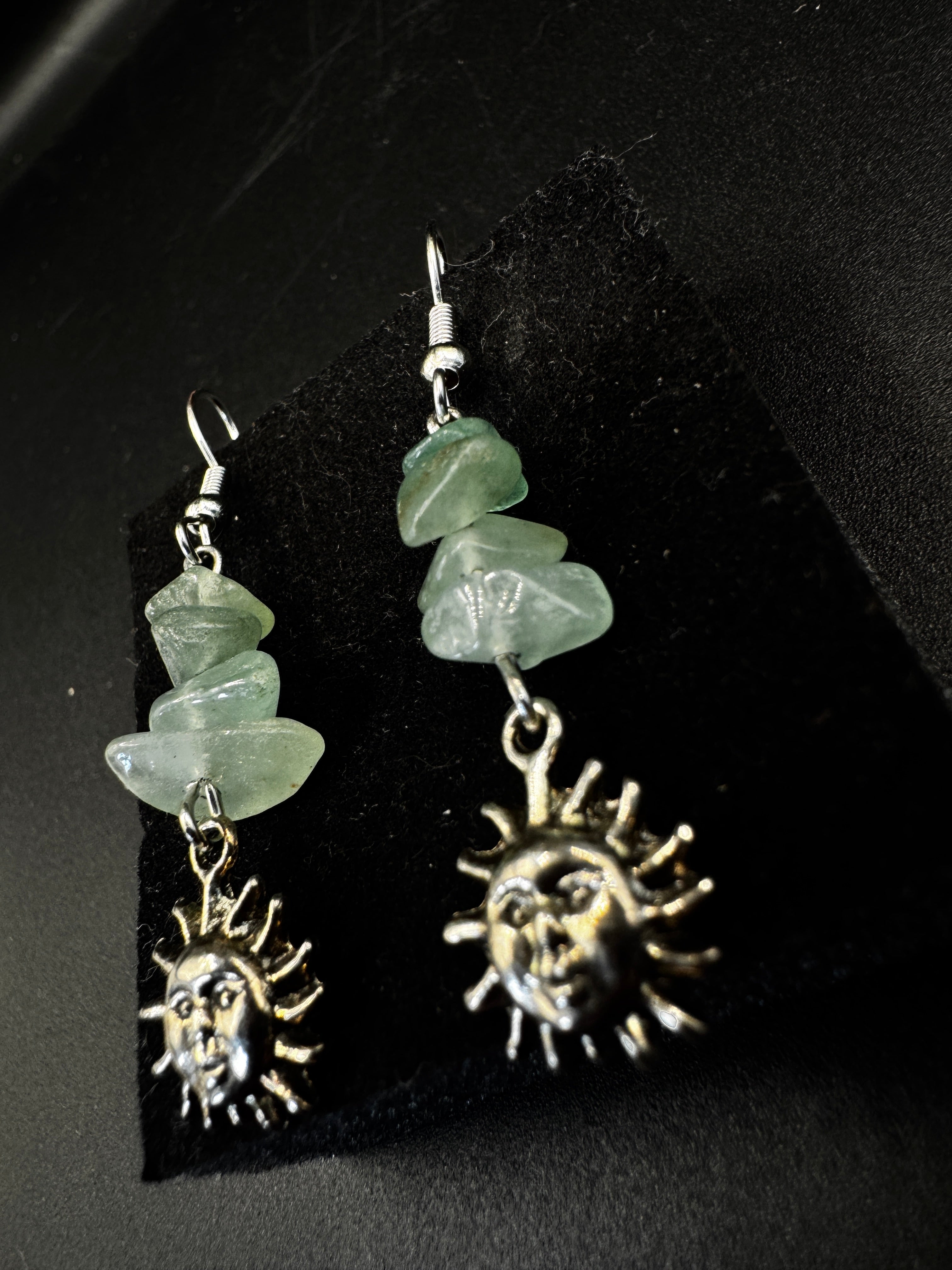 Green Aventurine Sun Earrings