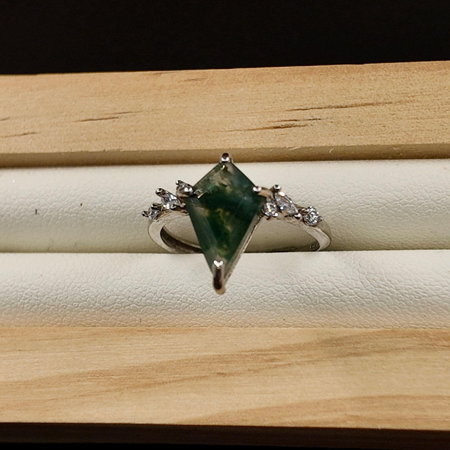 Moss Agate S925 Adjustable Ring