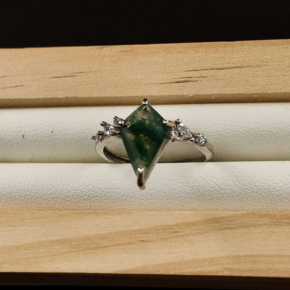 Moss Agate S925 Adjustable Ring