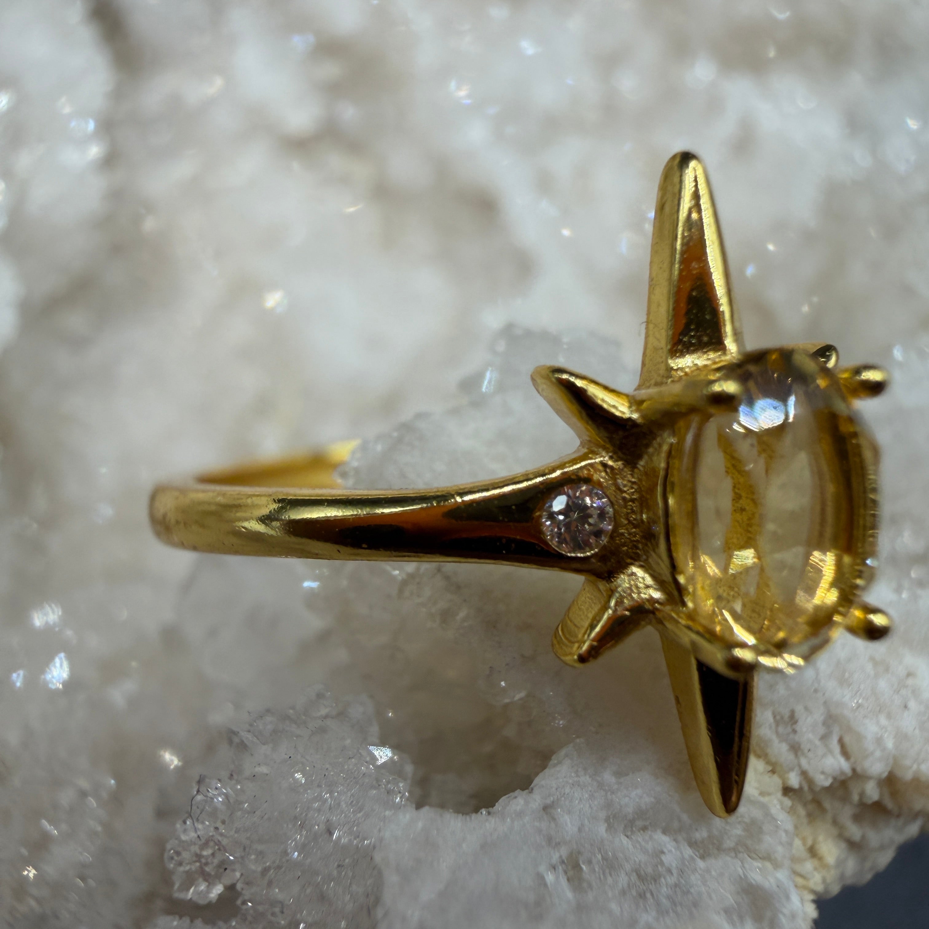 Citrine S925 Adjustable Ring