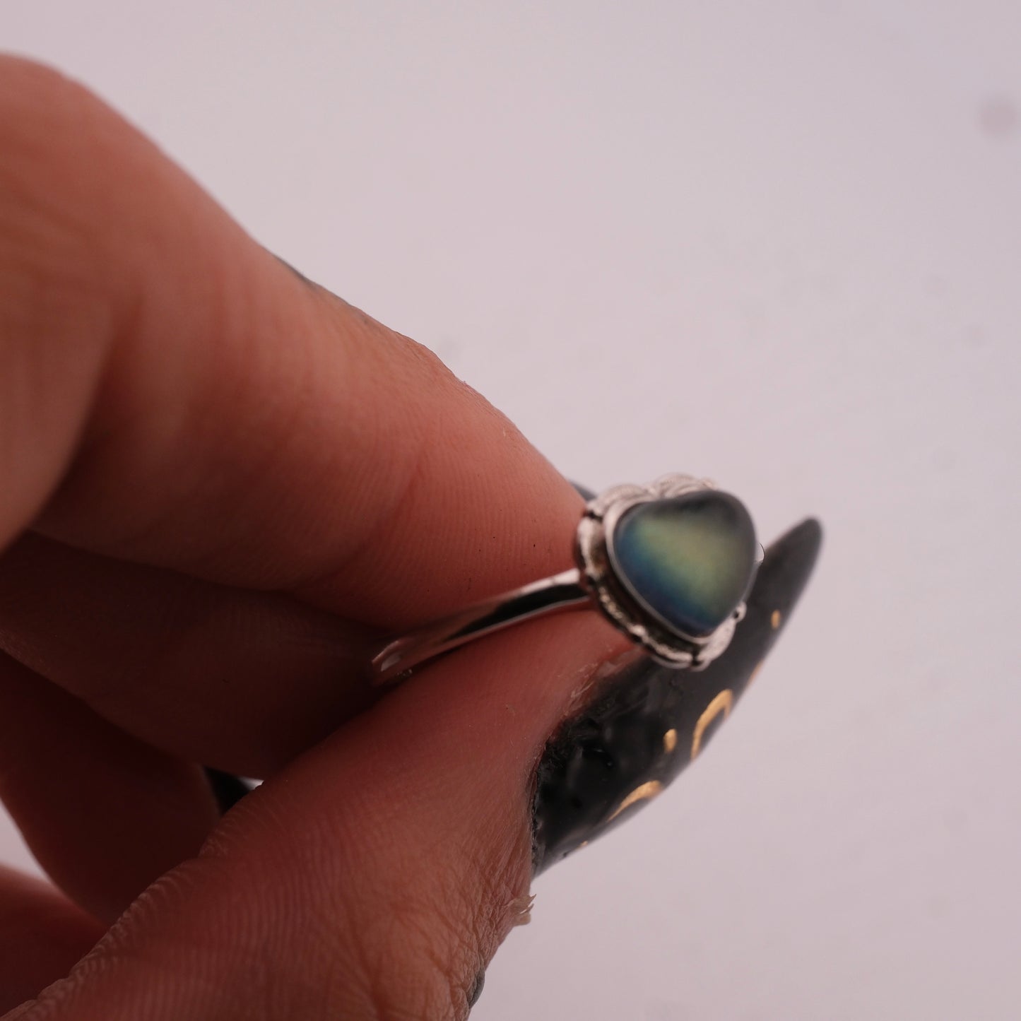 Labradorite Heart S925 Adjustable Ring