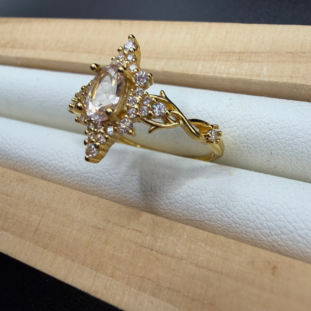 Rose Quartz Star S925 Adjustable Ring