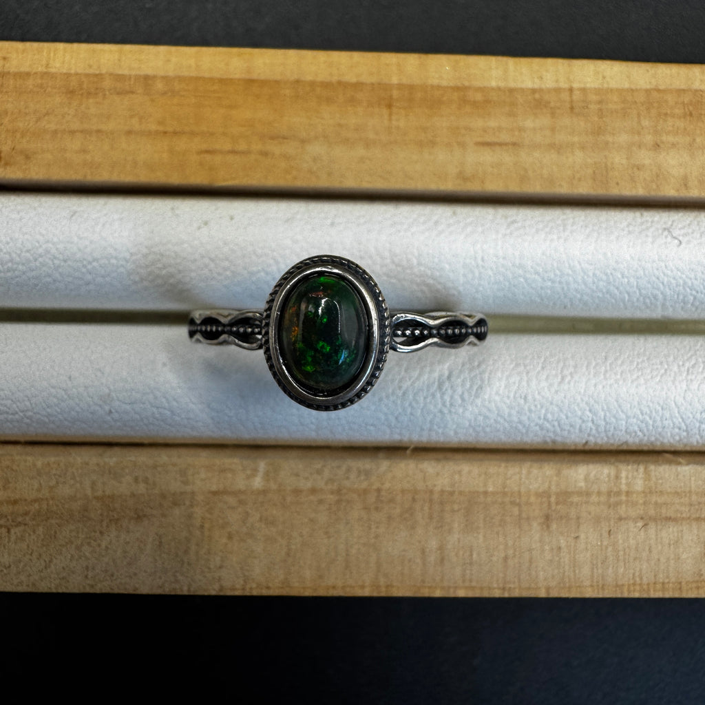 Black Opal S925 Adjustable Ring