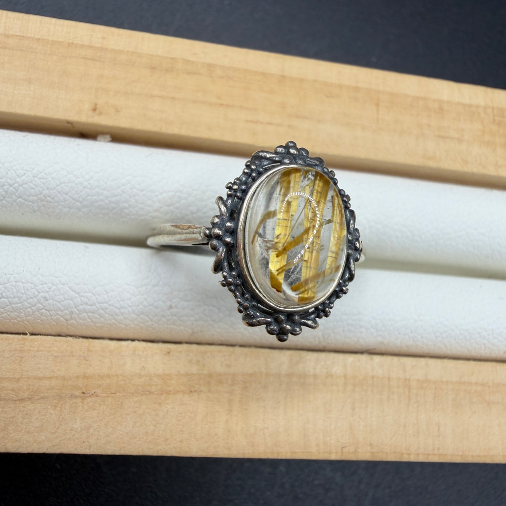 Golden Rutile S925 Adjustable Ring