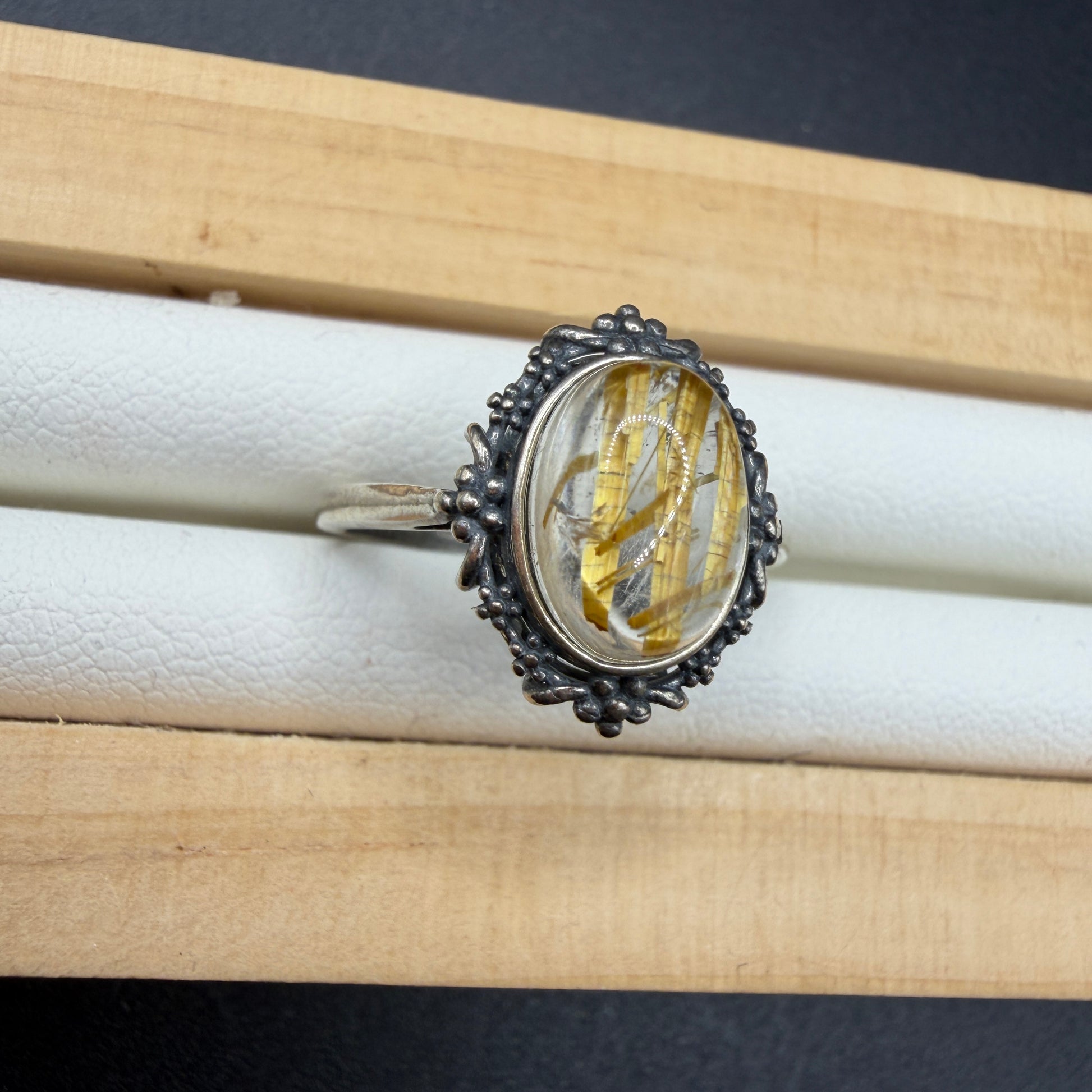 Golden Rutile S925 Adjustable Ring