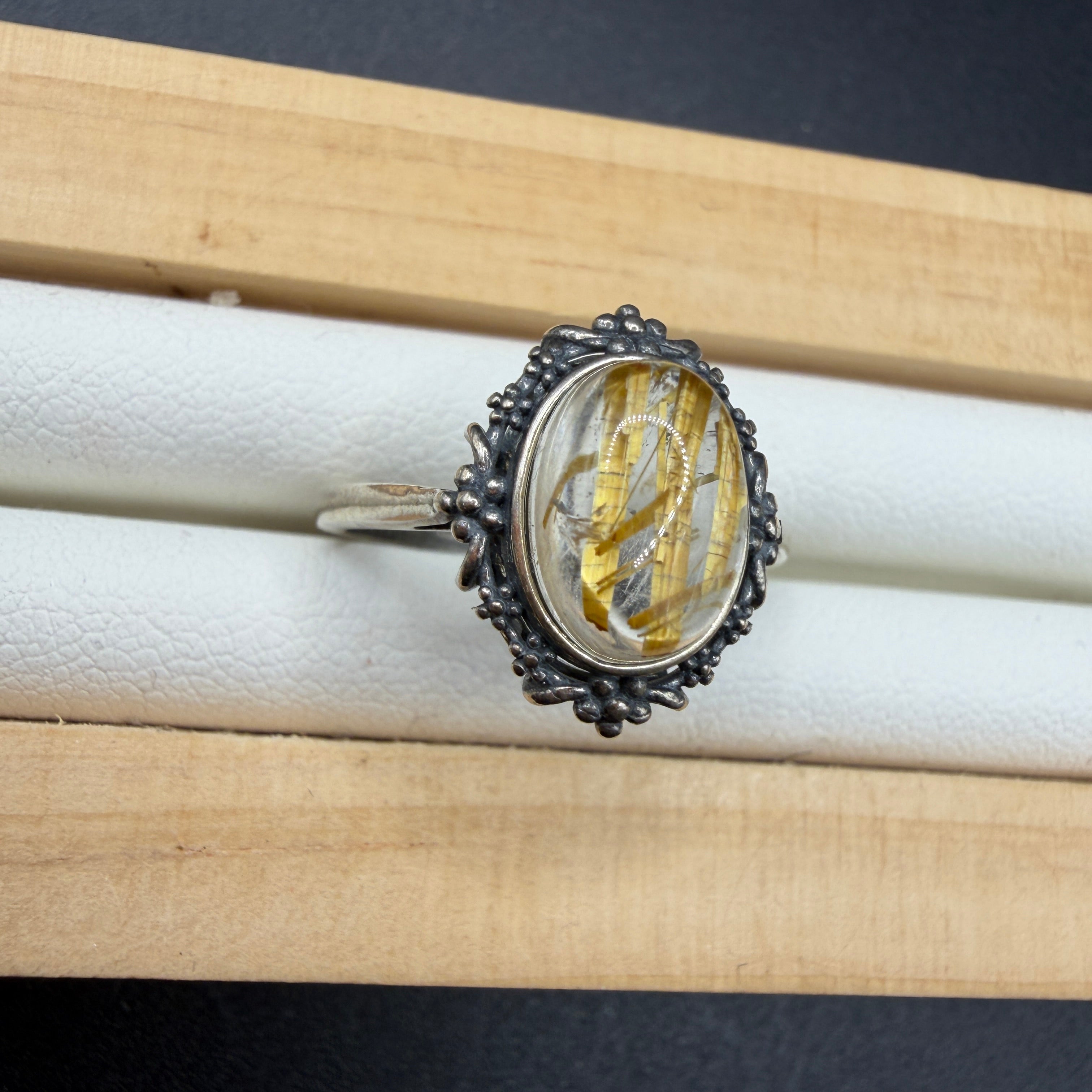 Golden Rutile S925 Adjustable Ring