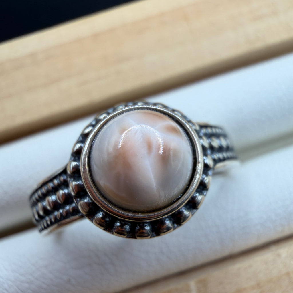 Pink Larimar S925 Adjustable Ring