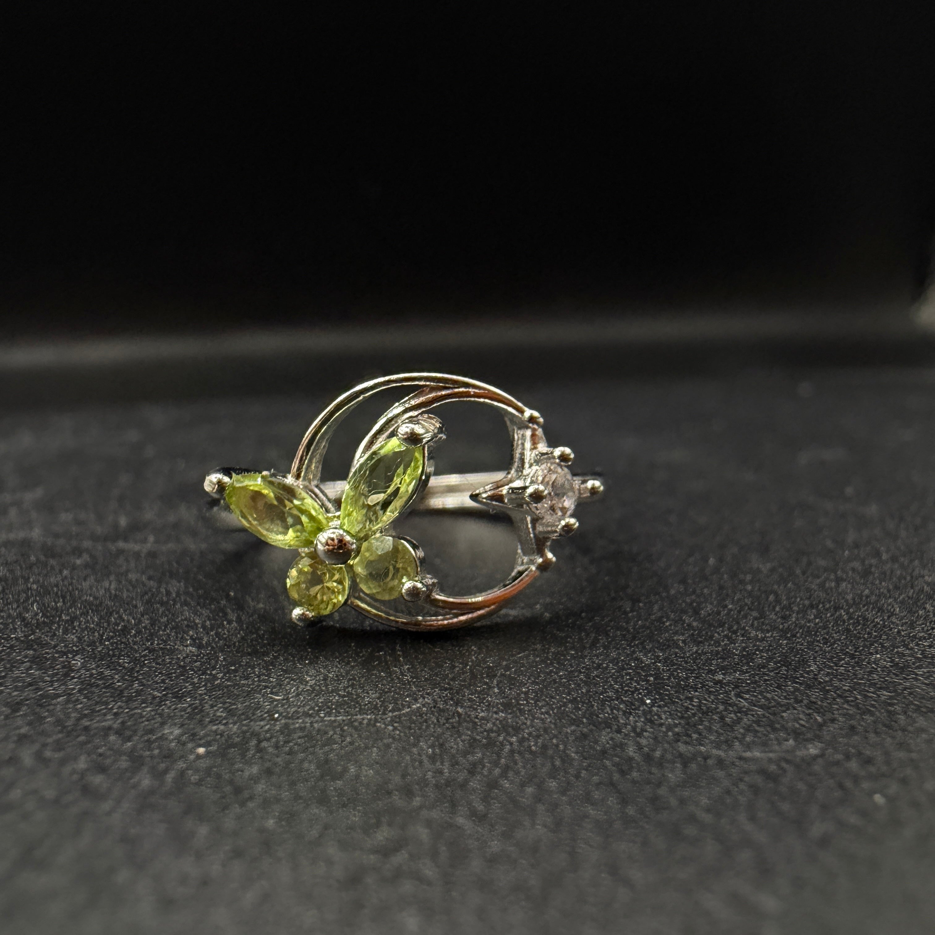 Peridot Butterfly S925 Adjustable Ring