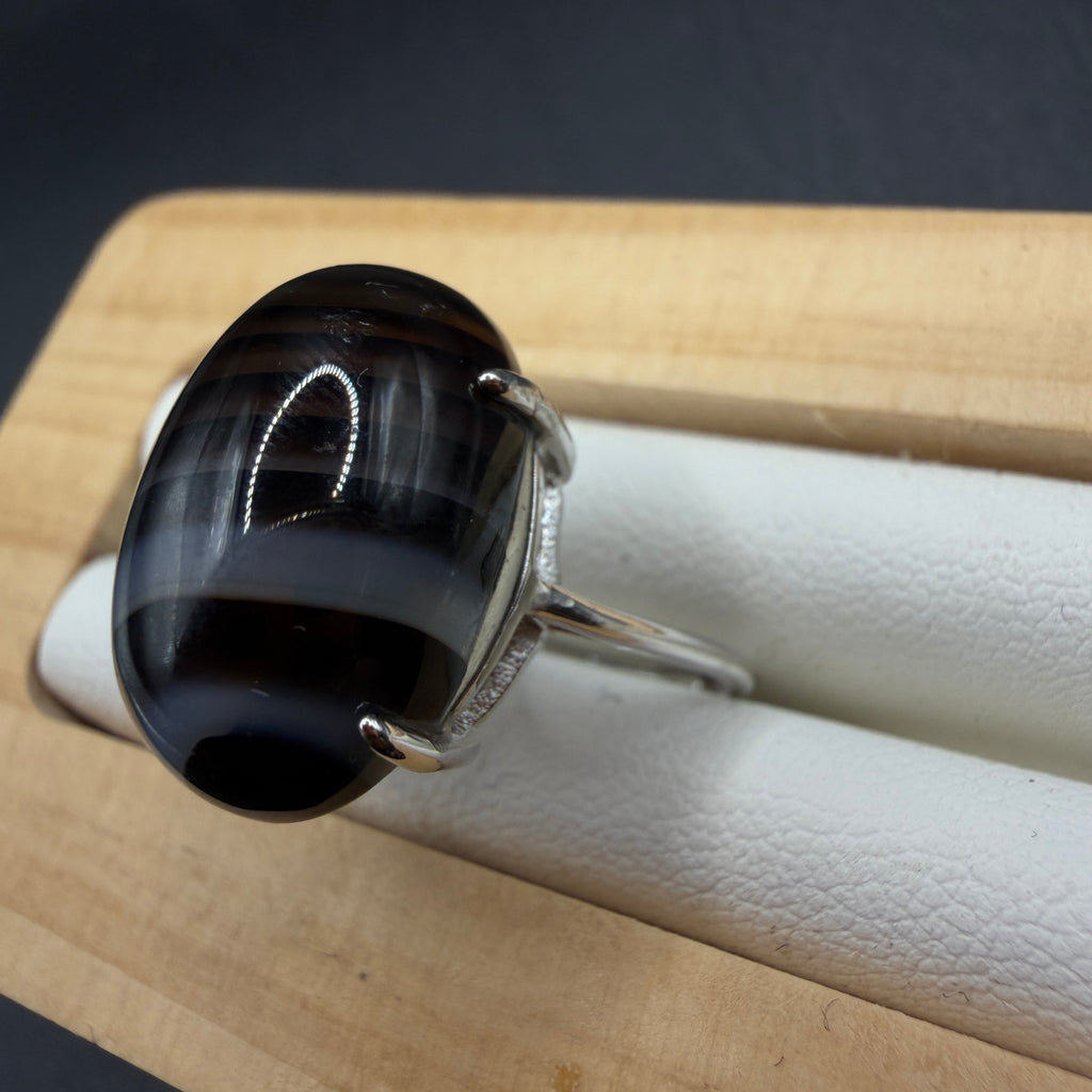 Black Onyx S925 Adjustable Ring