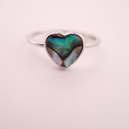 Heart Abalone Shell S925 Adjustable Ring