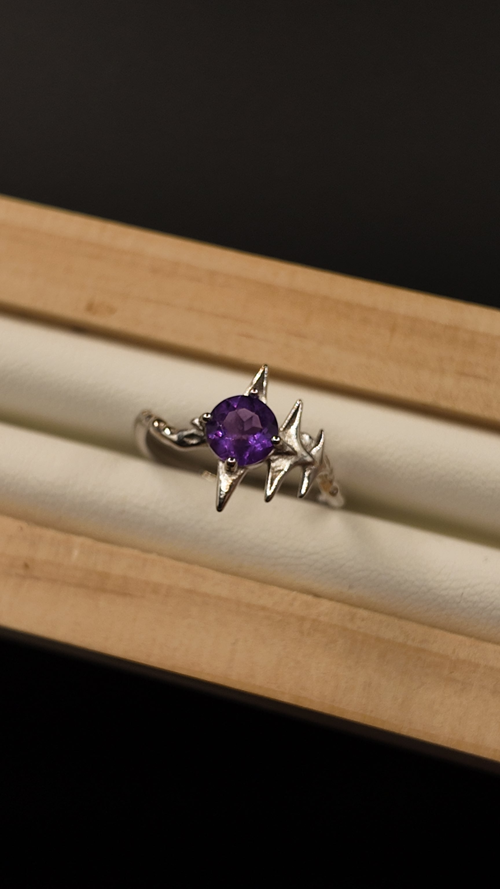 Amethyst Star S925 Adjustable Ring