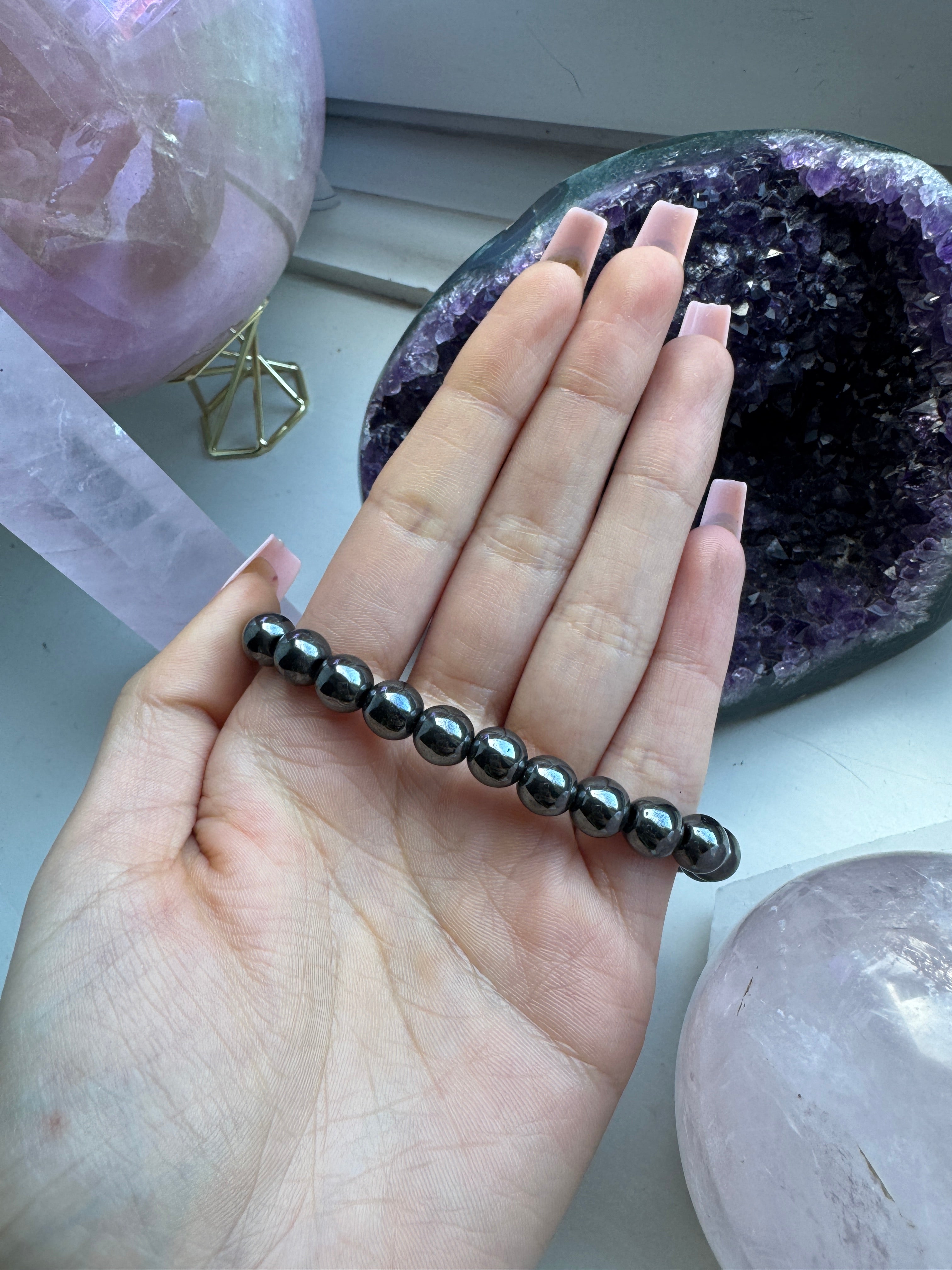 Large Bead Hematite Bracelet
