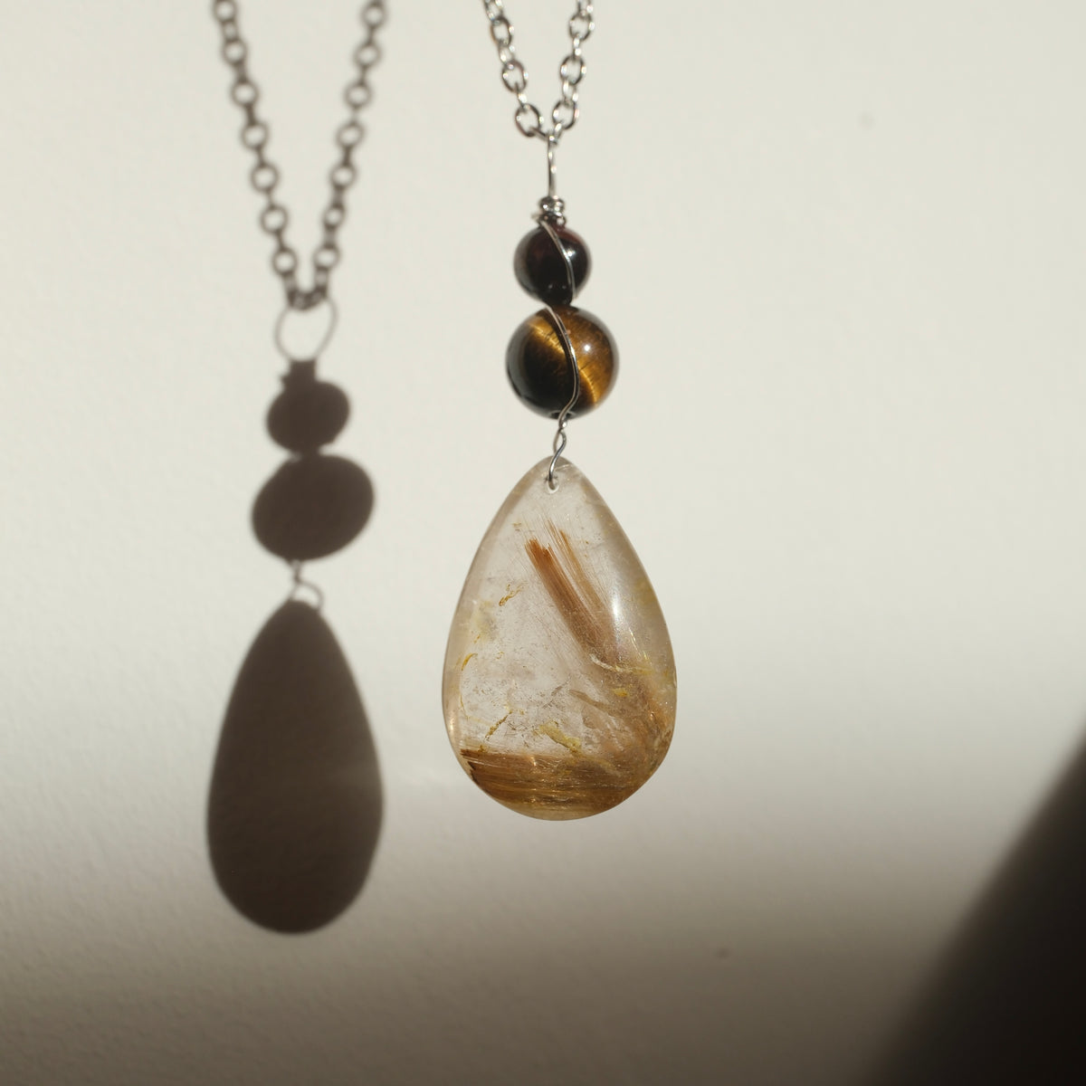 Handmade Golden Rutile Tigers Eye and Garnet Necklace