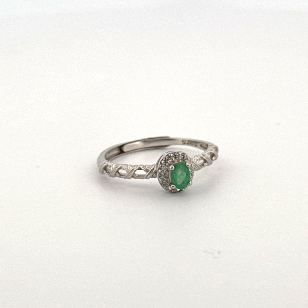 Emerald S925 Adjustable Ring