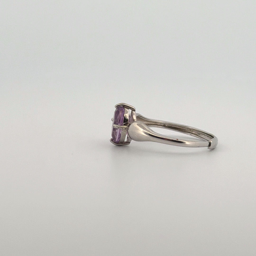 Amethyst Heart S925 Adjustable Ring