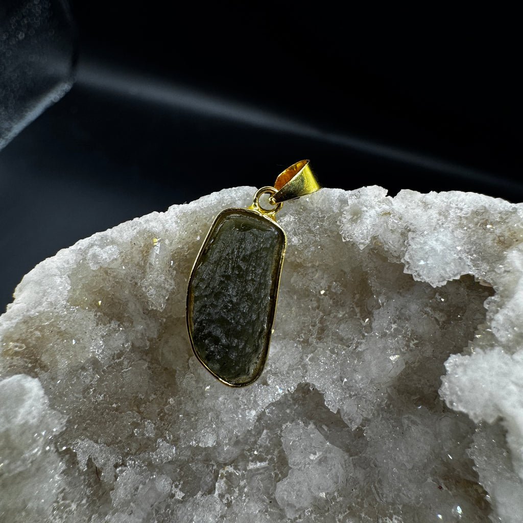Moldavite Gold Certified Necklace