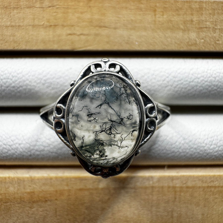 Moss Agate S925 Adjustable Ring