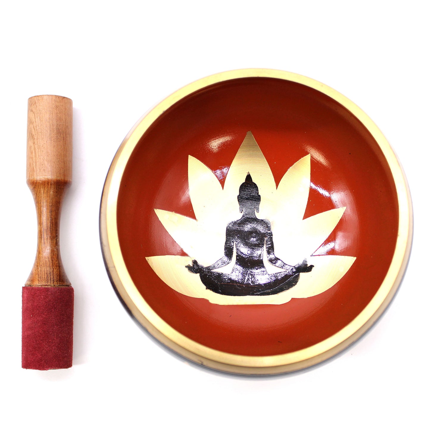 Buddha Singing Bowl Set- Black/Orange 14cm