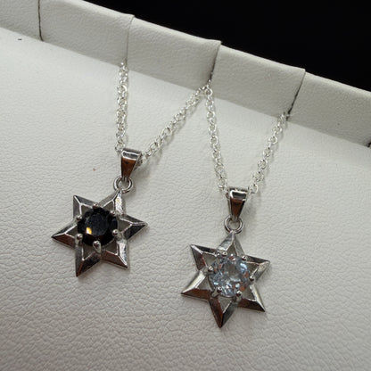 Black Spinel / Aquamarine S925 Necklace