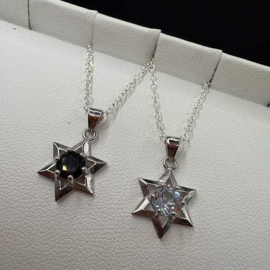 Black Spinel / Aquamarine S925 Necklace