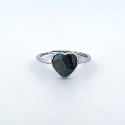 Abalone Shell Heart S925 Adjustable Ring