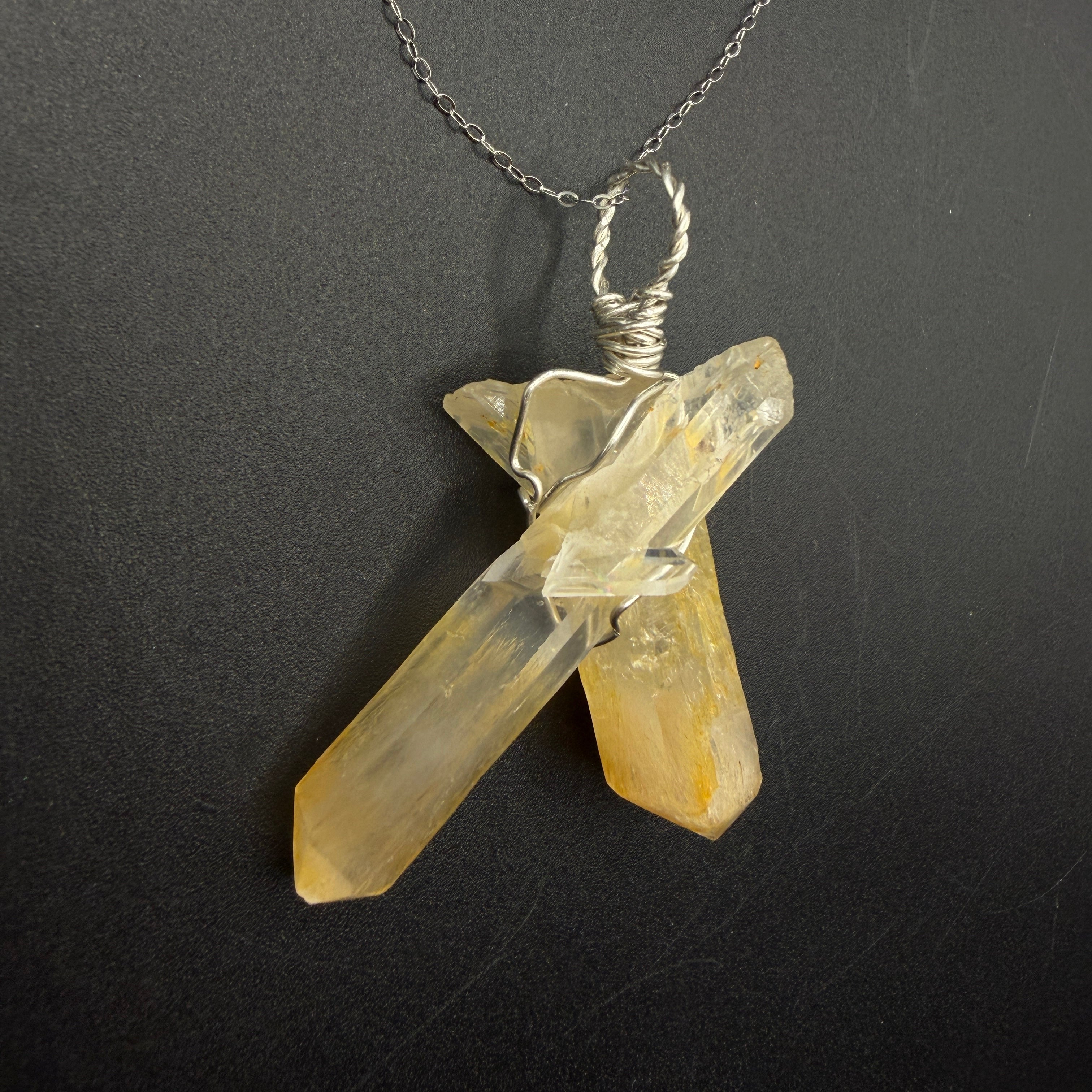 Columbian Mango Quartz S925 Handmade Necklace