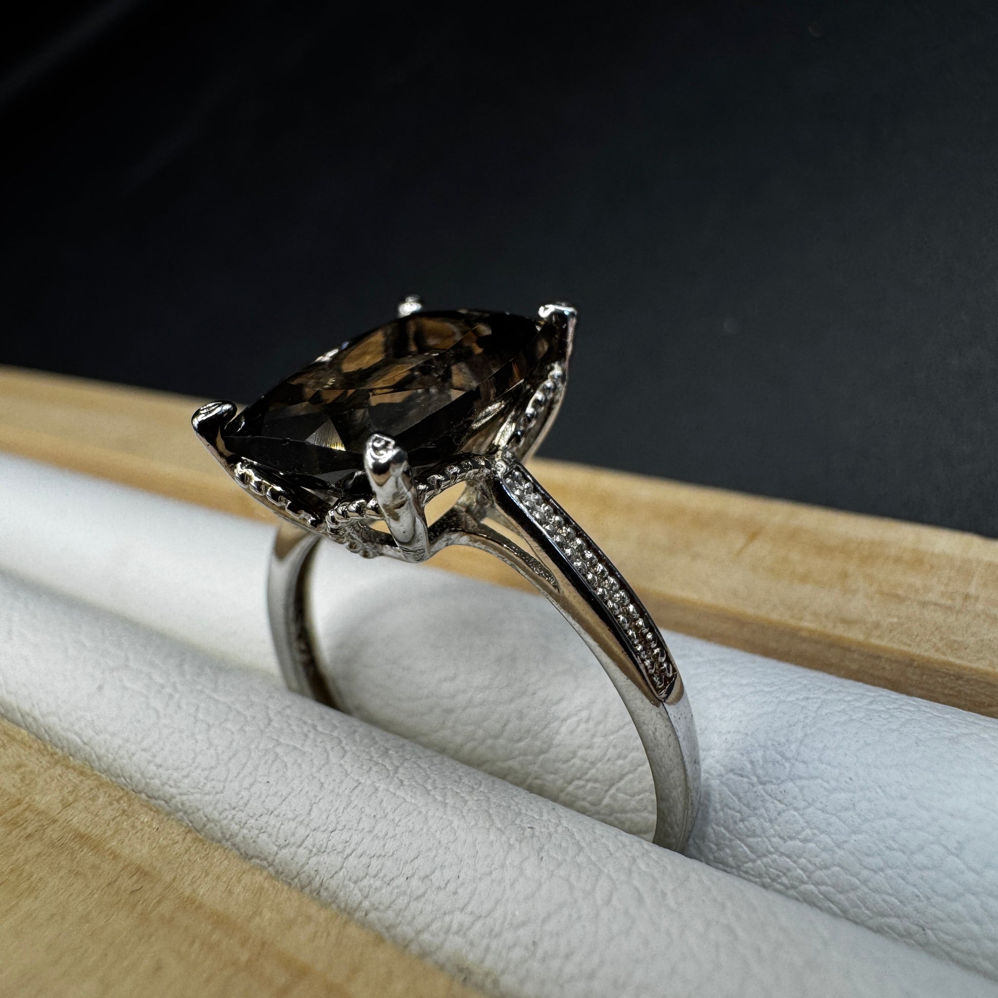 Smokey Quartz S925 Adjustable Ring