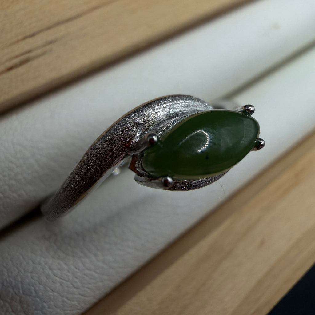 Green Jade S925 Adjustable Ring