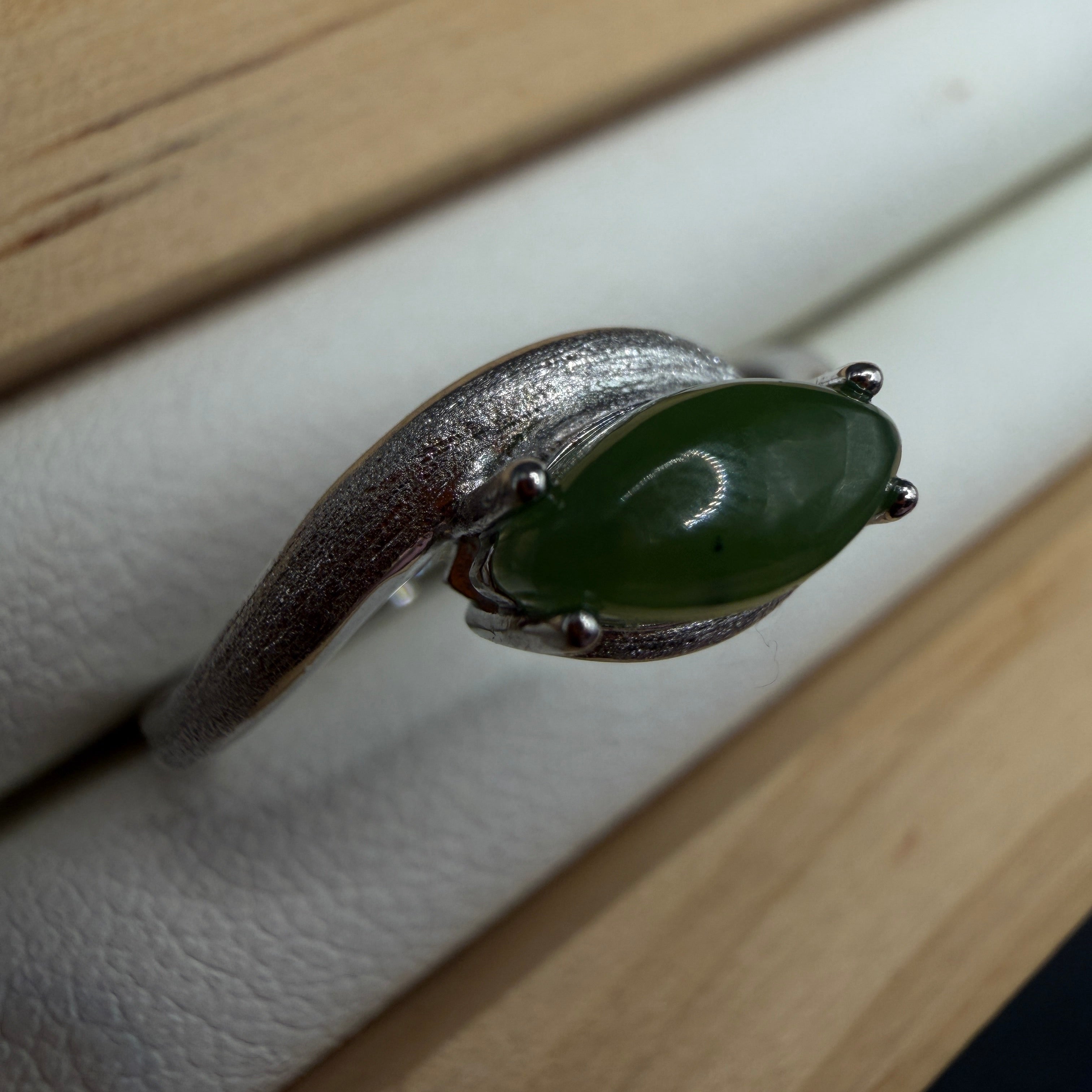 Green Jade S925 Adjustable Ring