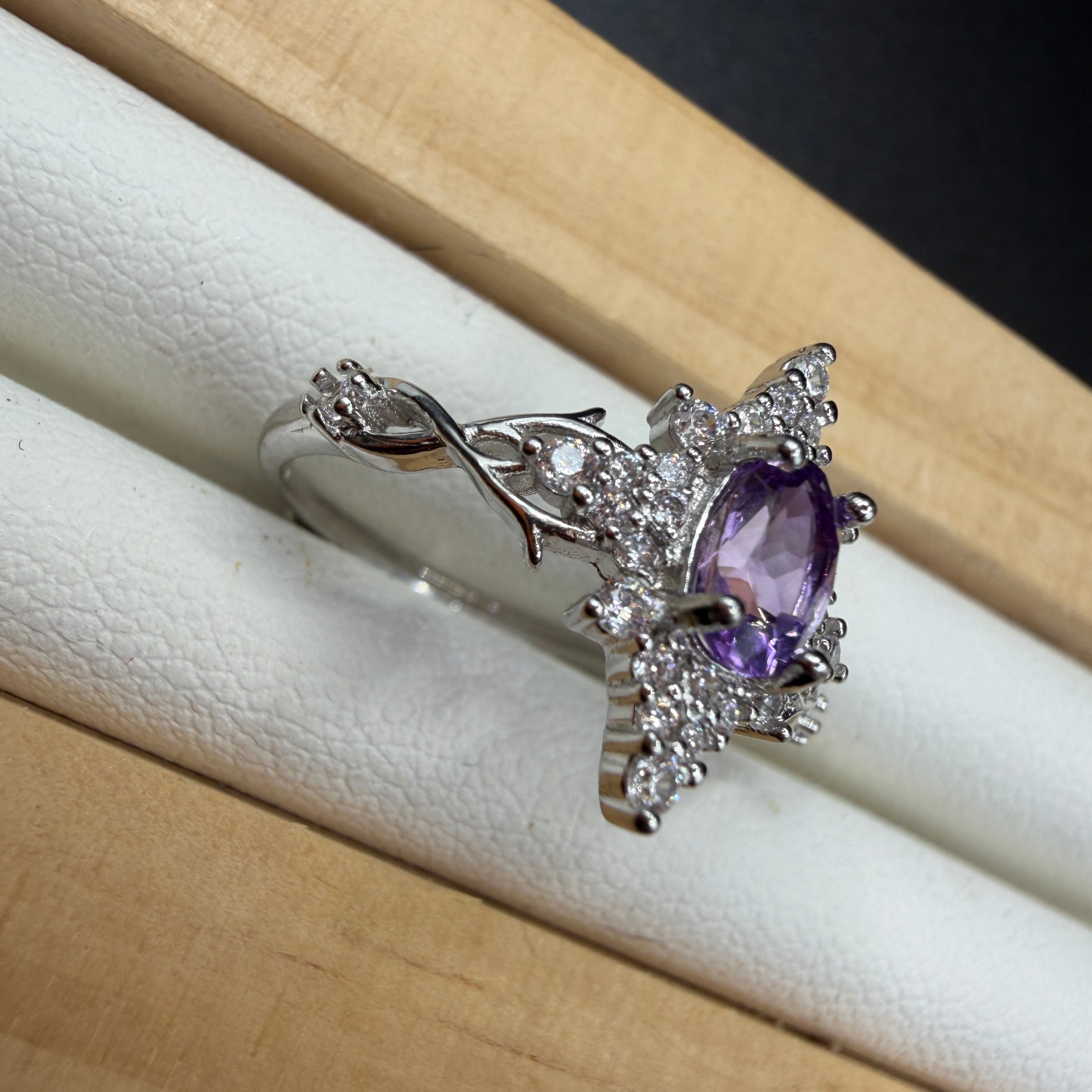 Amethyst Star S925 Adjustable Ring