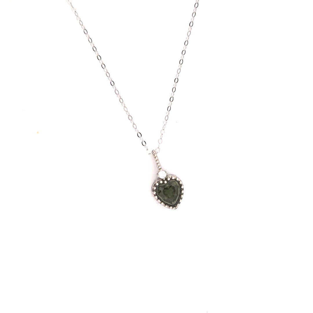 Moldavite Heart S925 Certified Necklace