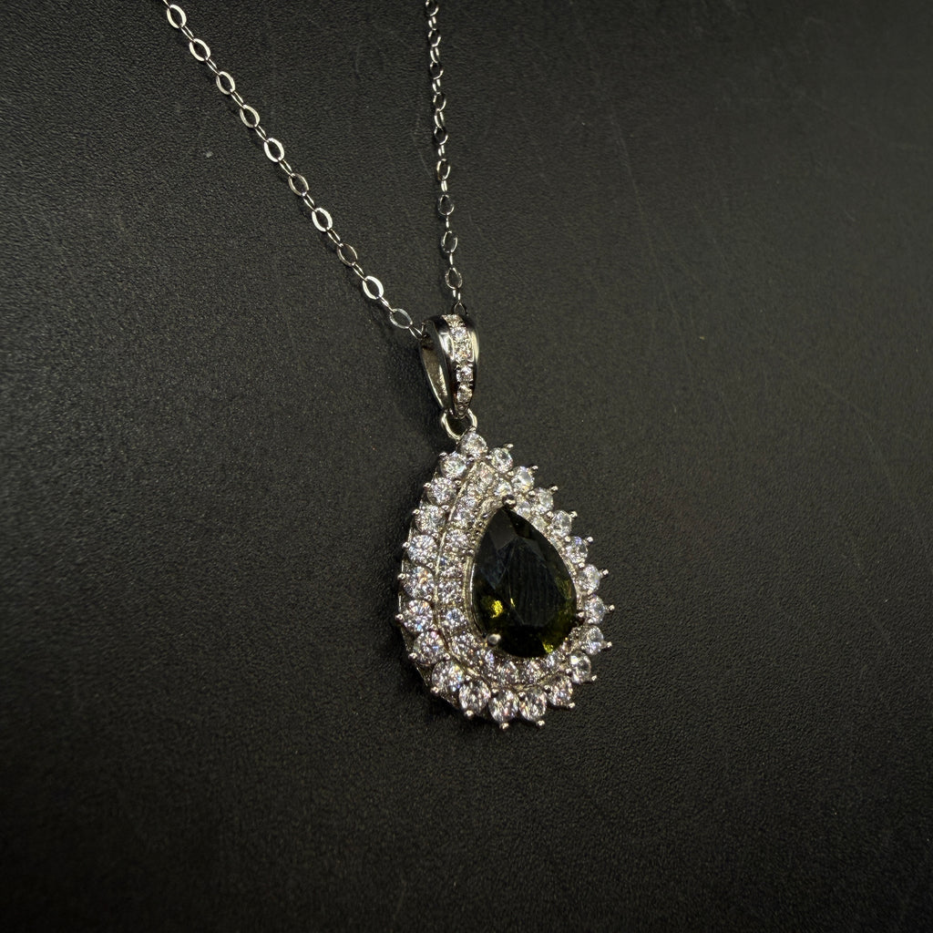 Moldavite Teardrop Certified S925 Necklace