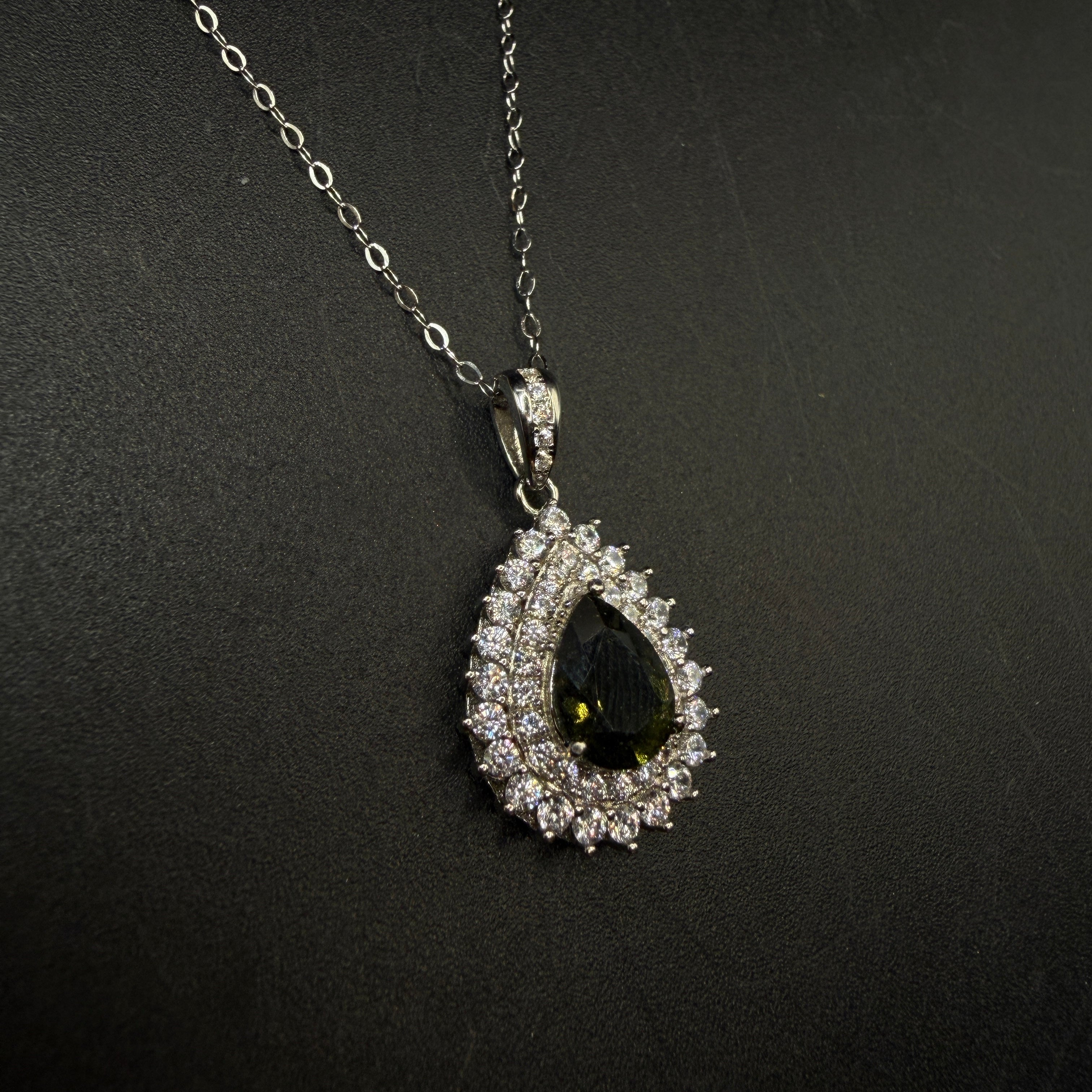 Moldavite Teardrop Certified S925 Necklace