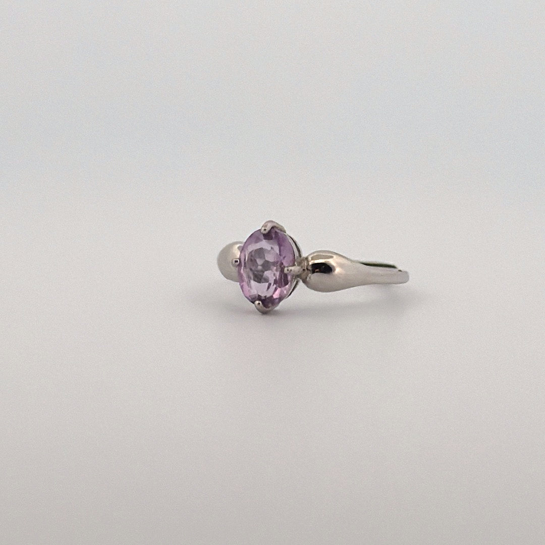 Amethyst Heart S925 Adjustable Ring