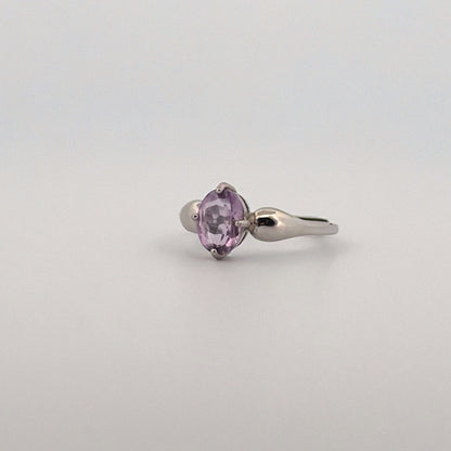 Amethyst Heart S925 Adjustable Ring