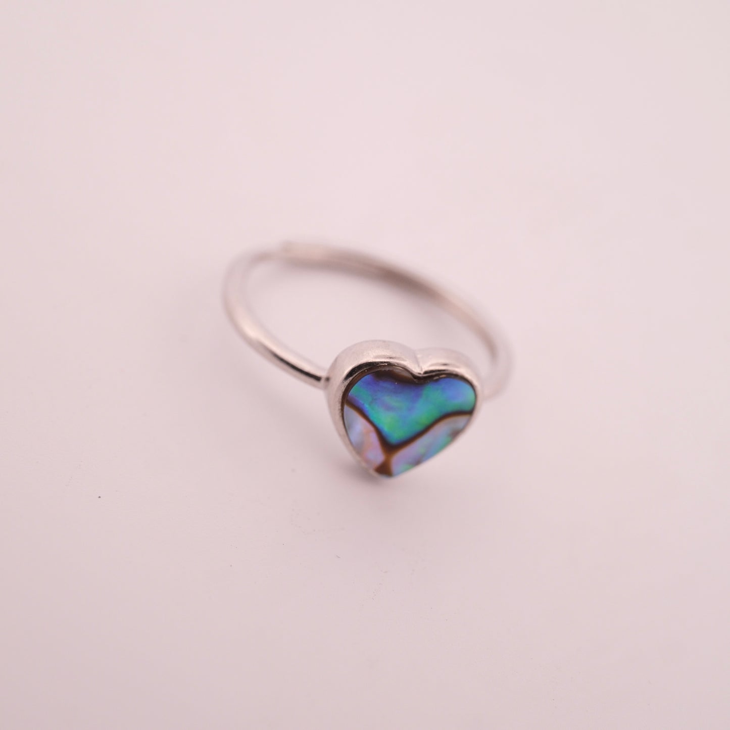 Heart Abalone Shell S925 Adjustable Ring