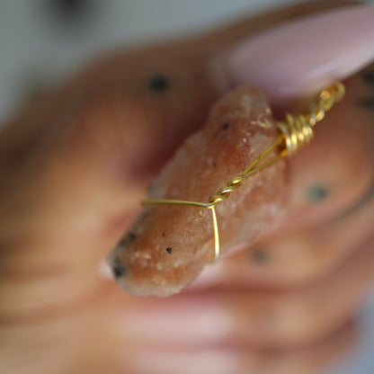 Sunstone Raw Handmade Gold Necklace on S925 Chain