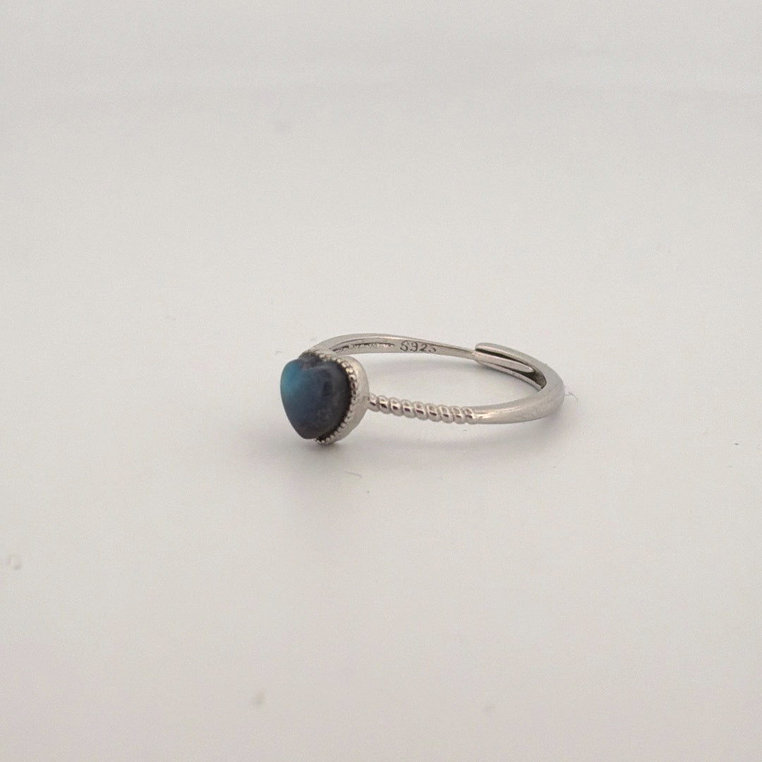 Labradorite Heart S925 Adjustable Ring