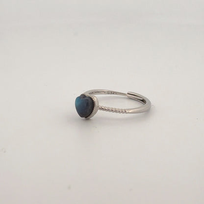 Labradorite Heart S925 Adjustable Ring