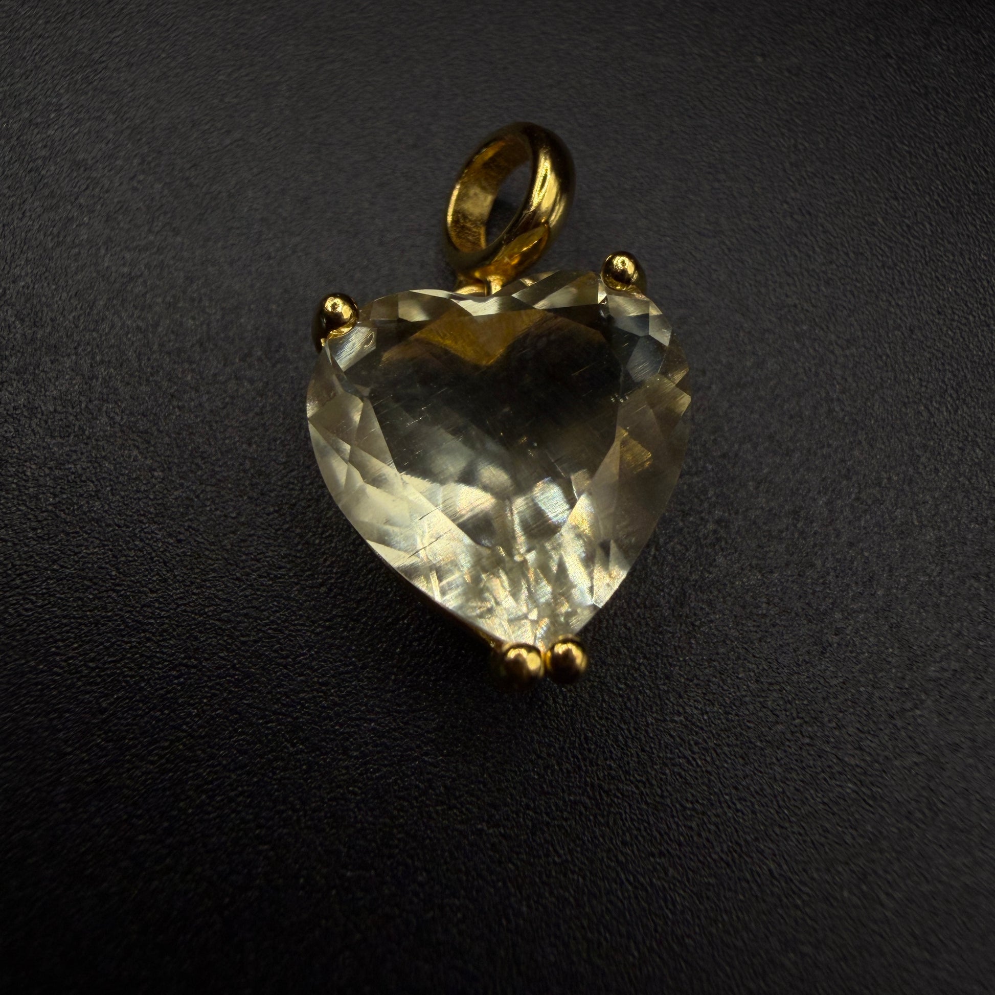 Gold Libyan Desert Glass Heart S925 Certified Necklace