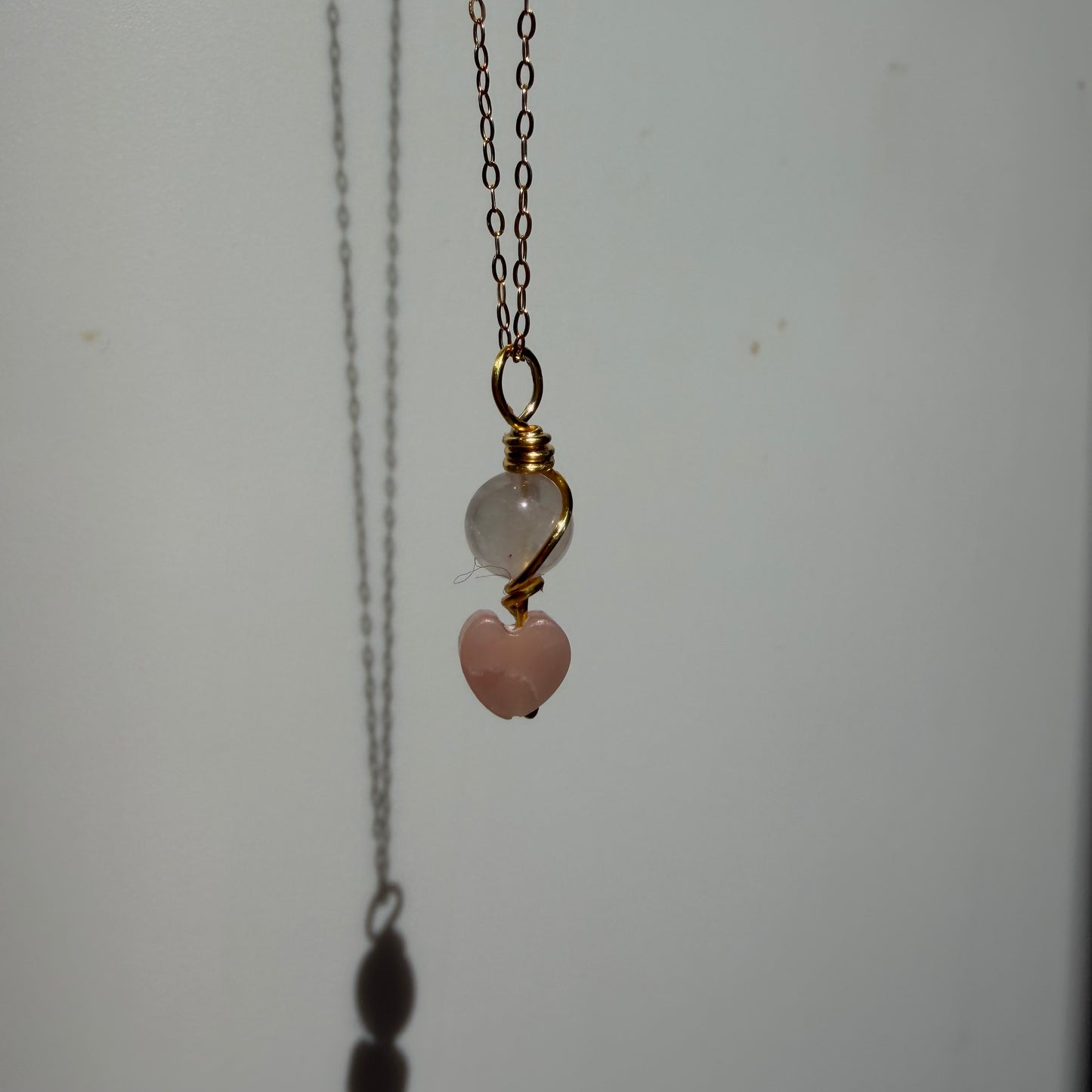 Heart Healing Rose Quartz and Kunzite Handmade Necklace