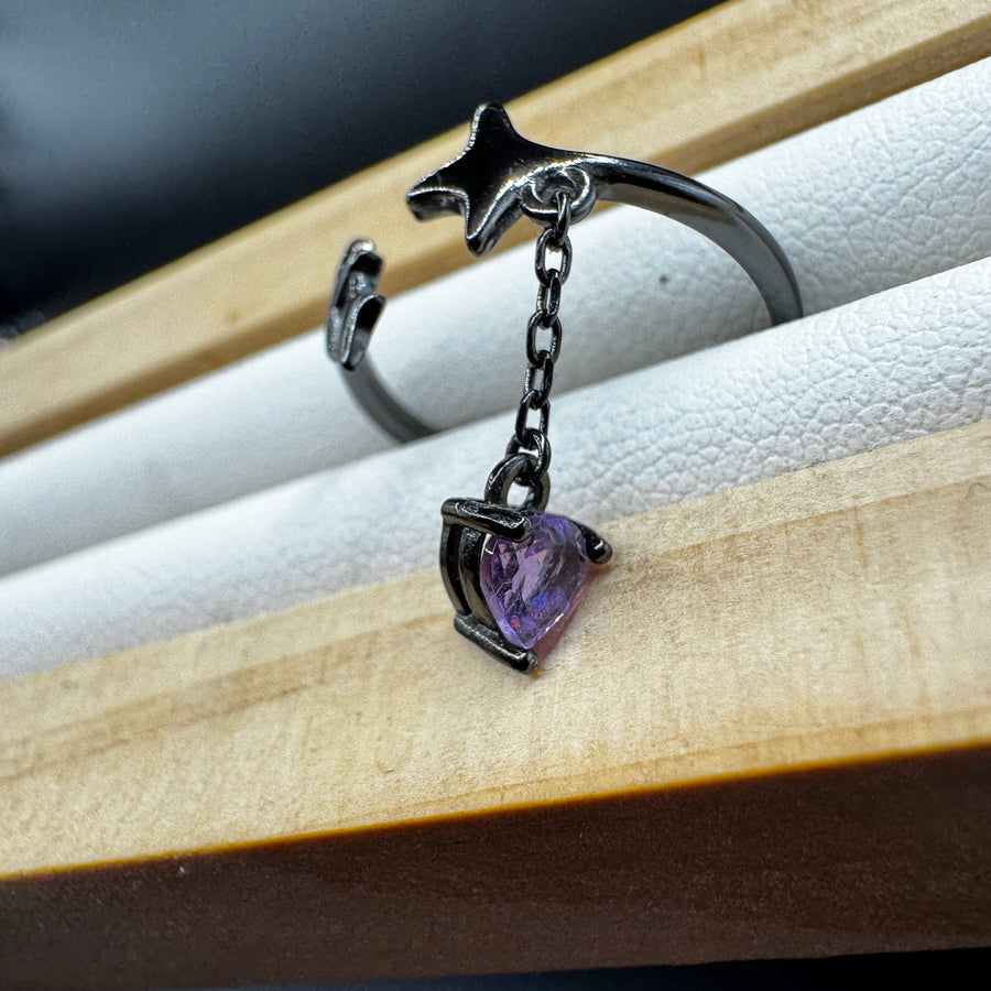 Amethyst Drop Star S925 Halloween Ring