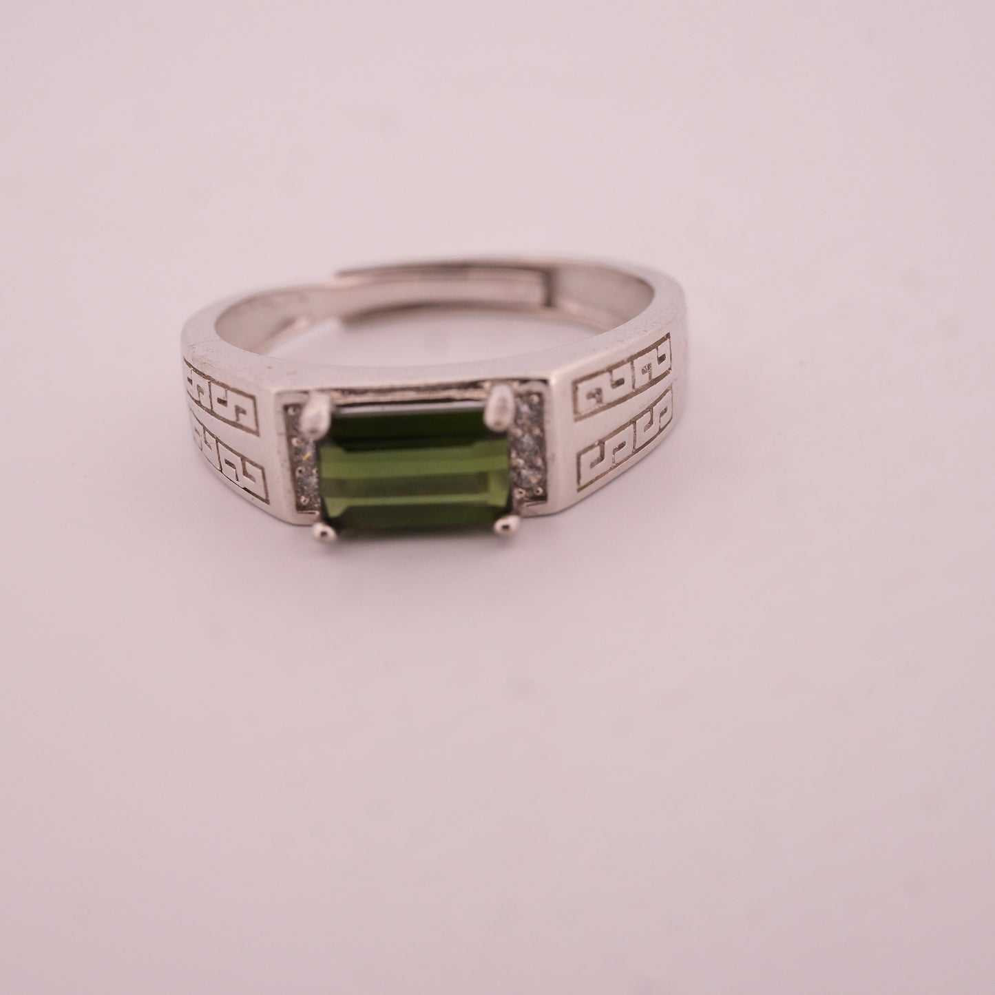 Green Tourmaline S925 Adjustable Ring