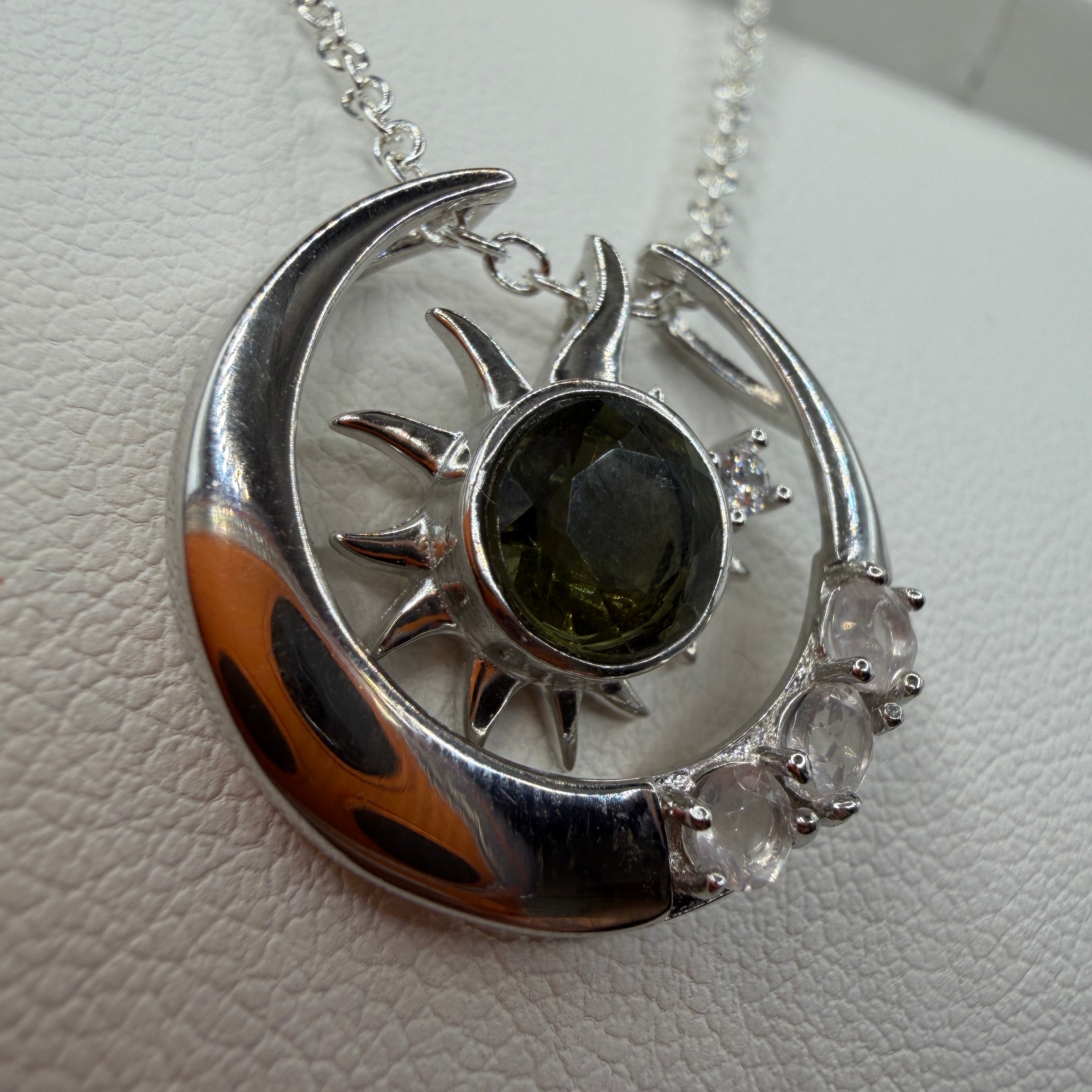 Moldavite and Rose Quartz S925 Certified Necklace