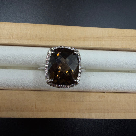 Smokey Quartz S925 Adjustable Ring