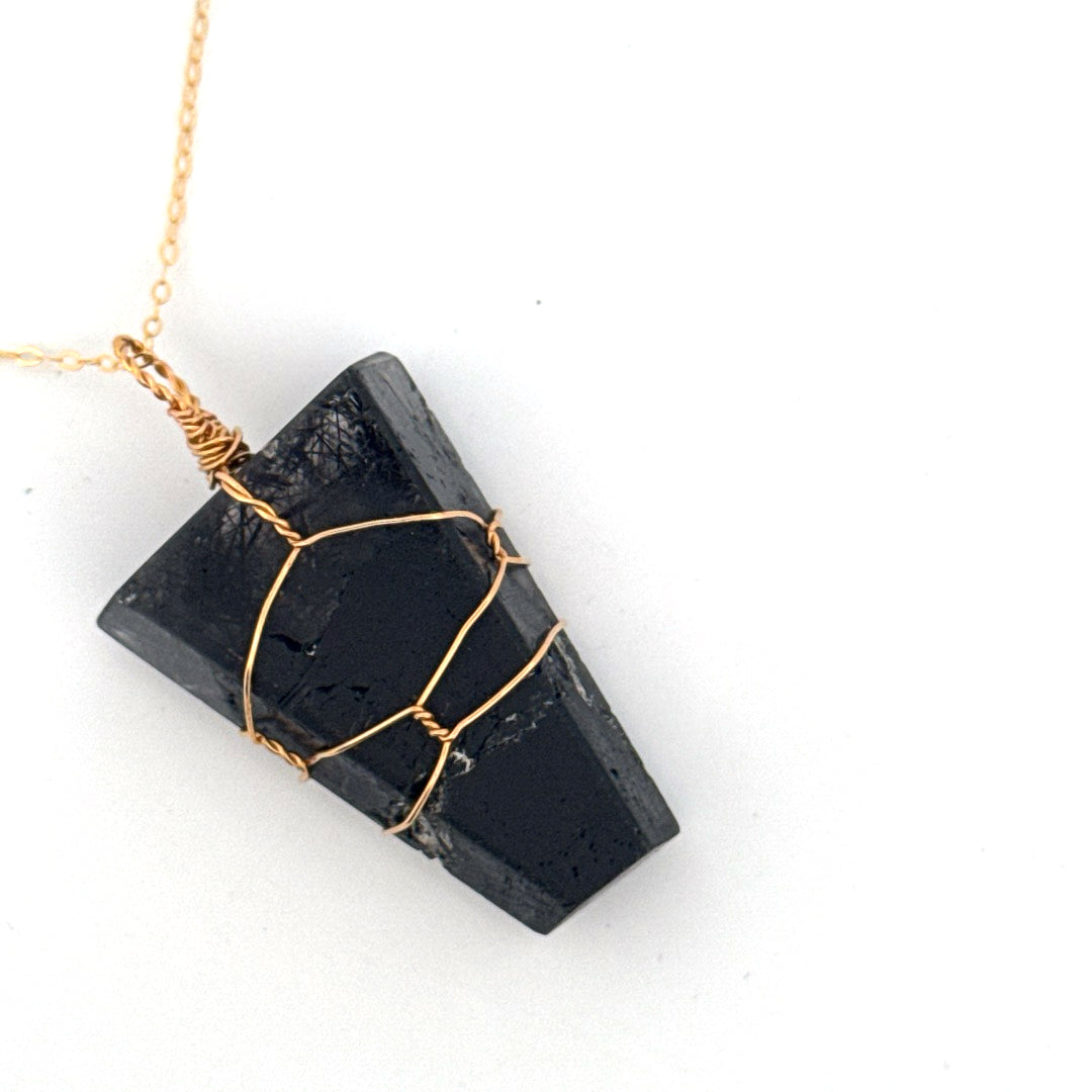 Black Tourmaline in Quartz Handmade Necklace