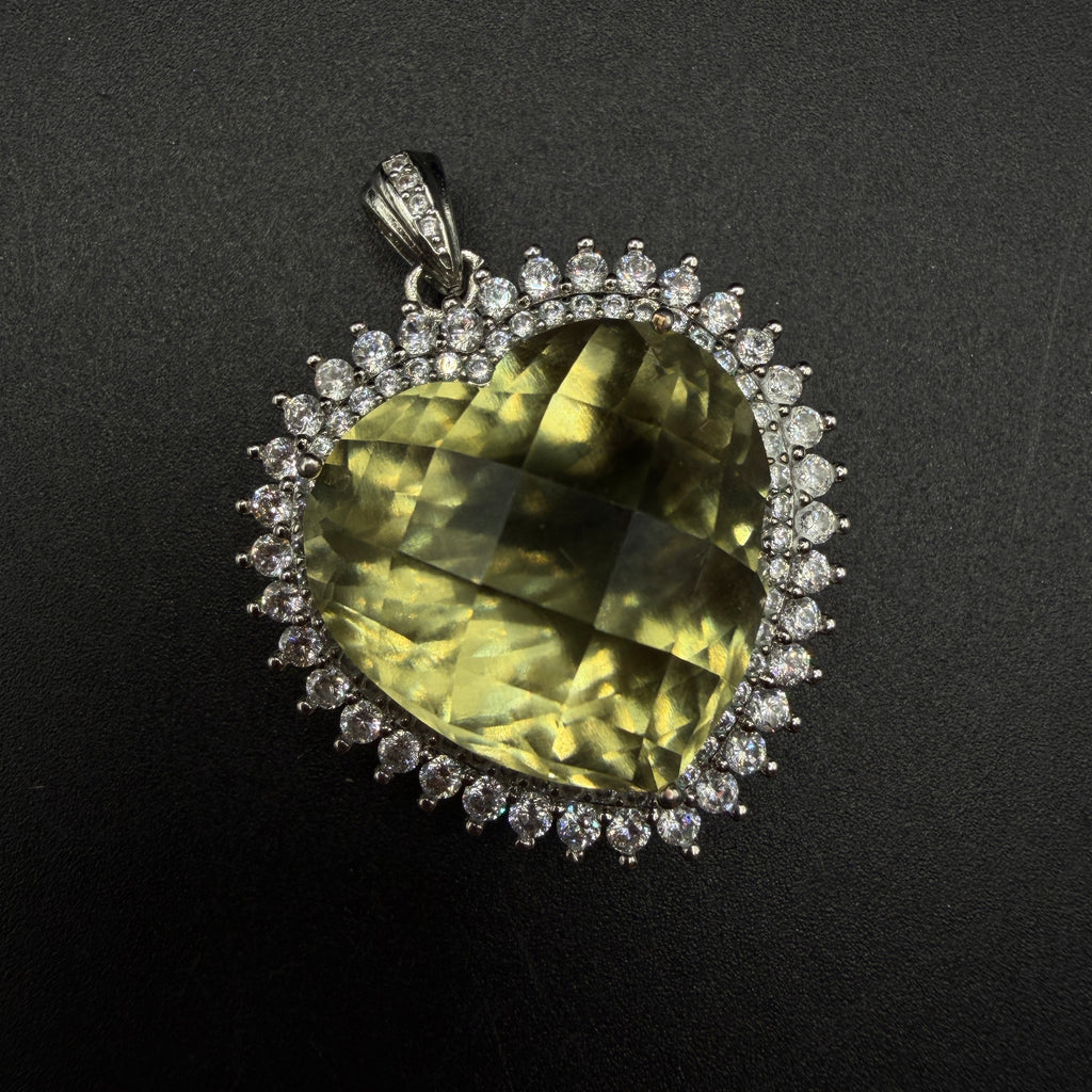 Giant Libyan Desert Glass Heart S925 Certified Necklace